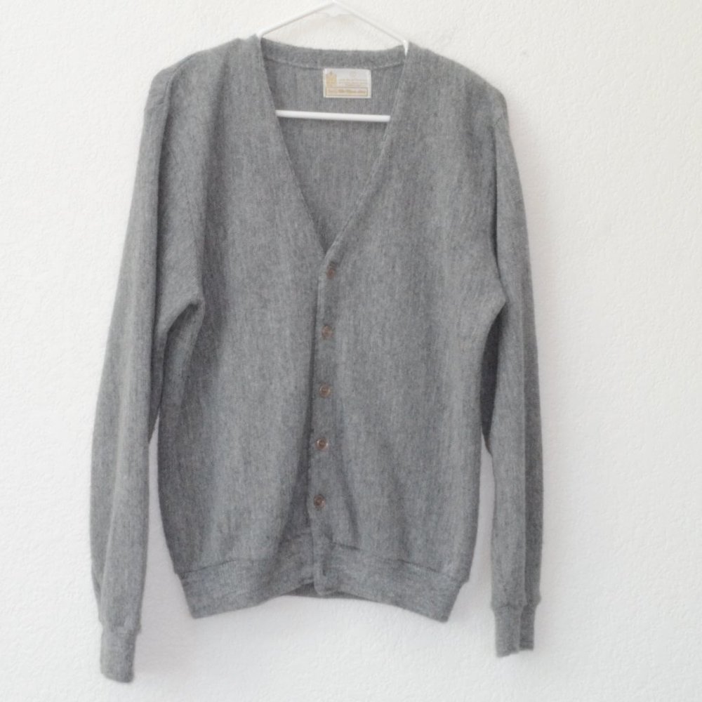 Kings Road Sears The Mens Store L Sweater Cardigan Gray Orlon Acrylic Gr…